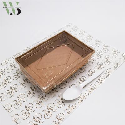 China Environmental Friendly Disposable Hot Sales For Fast Food Bamboo Pulp Fiber Kraft Paper Salad Bowl Lunch Box With Lid Plastic Packing for sale