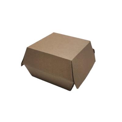 China Disposable Custom Printed Clamshell Kraft Paper Hamburger Hamburger Box for sale