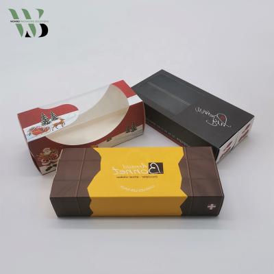 China Long Pillow Boxes Disposable Shaped Packaging Bakery Fast Food Pie Box Retail Delivery Recycled Packaging for sale