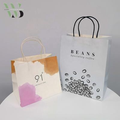 China Recyclable Take Away Wholesale White Brown Kraft Paper Tote Bag For Shopping for sale