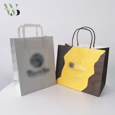 China Barf Decoration Recyclable Maker Handmade Kraft Paper Bag Take Away With Logo Print for sale