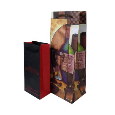 China Customized Recyclables Manufacture Glossy Laminated Paper Red Wine Paper Bag Clothing Bag for sale