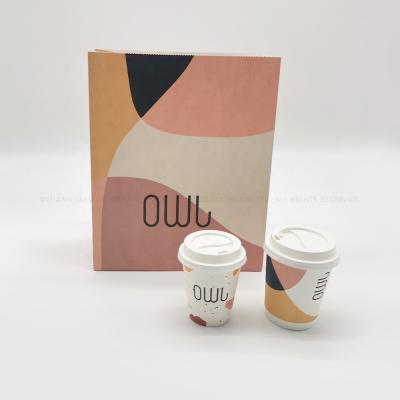 China Recyclable Recyclable Kraft Paper Bag With Your Own Logo Custom Shopping Paper Bag For Beverage With Handle for sale