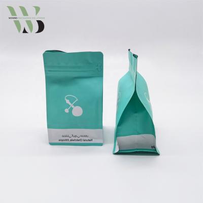 China Customized Customized Label Kraft Paper Pouch One Way Plastic Valve Roasted Bean Flat Bottom Coffee Bag Packaging for sale