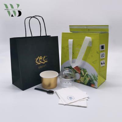 China Disposable Take Away Custom Printed Ice Cream Cups Boxes Packaging Bags for sale