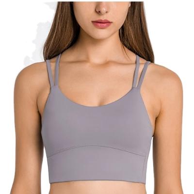 China Fashion Women Sports Breathable Workout Bra Cross Backless Gym Grow Yoga Wear Fitness Top Shockproof Bra for sale