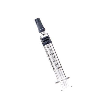 China Medical Metal Logo Plunger 2.25ml Glass Syringe Custom Luer Slip Available for sale