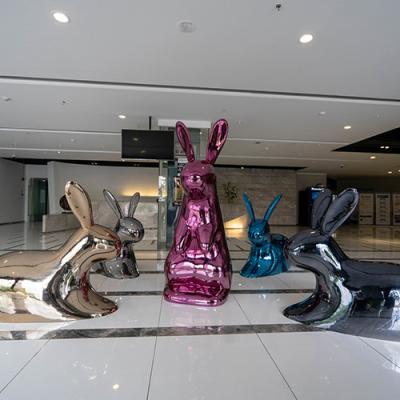 China Villa Minimalist Colorful Home Decoration Decoration Stainless Steel Rabbit Sculpture Trend Animal Art for sale