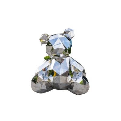 China China Big Bear Stainless Steel Square Commercial Yard Park Green Landscape Horticulture Creative Animal Sculpture for sale