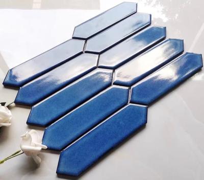 China Modern New Design Long Hexagon Mosaic With Blue Mosaic Tiles For Bathroom Kitchen for sale