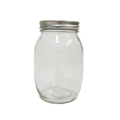 China 32oz 1000ml 1L Quarter Mouth Glass Mason Jars With Hermetic Gold Metal Band Viable Wide Lid for sale