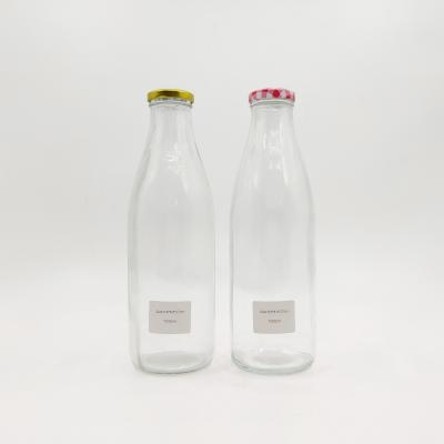 China Beverage Screen Printing Custom Design Milk Bottle With Screw Lid 1 Liter Glass Bottle for sale