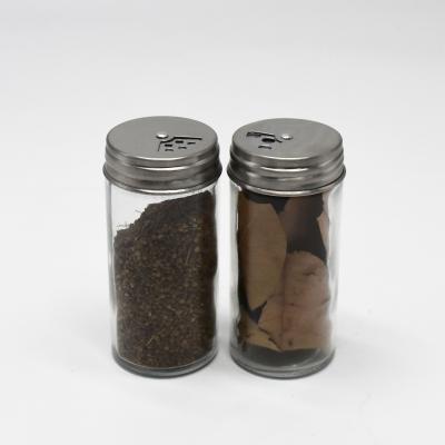 China Sustainable Plant Glass Condiments Jar Glass Spice Jar Salt Pepper Shakers Bottle for sale