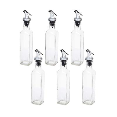 China Viable Airtight Salad Dressing Condiment Serve Clear Glass Bottles 250ml Olive Oil Dispenser for sale