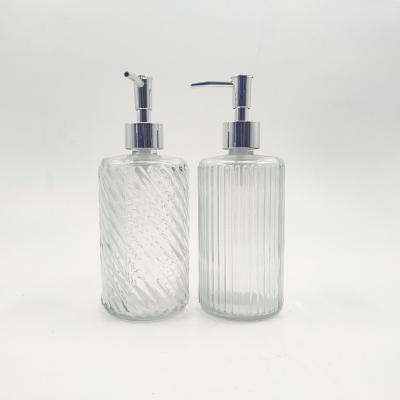 China Wholesale Personal Care Clear Recycled Glass Liquid Foam Hand Soap Dispenser Bottle With Stainless Steel Pump for sale