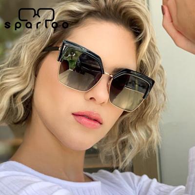 China Fashion Sunglasses Sparloo 10091 Frame Half Curved Cat Eye Sunglasses Square Black Women for sale