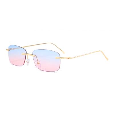 China Fashion Sparloo Sunglasses 1502 2021 Verified Suppliers Rectangle Square Vintage Rimless Sunglasses Small for sale