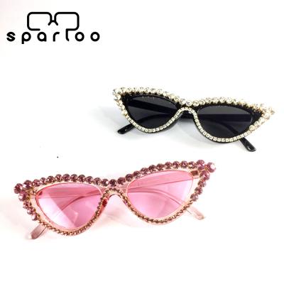 China Fashion Sunglasses Sparloo 1780 Women Cat Eye Pink Rhinestone Sunglasses Diamond for sale