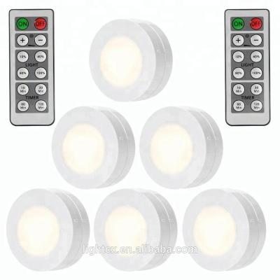 China Other Wireless LED Puck Lights With Dimmable Remote Control Battery Operated Kitchen Under Cabinet Lighting for sale