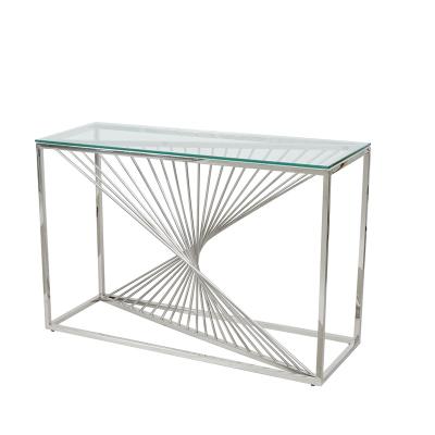 China Home Luxury Metal Stable Console Sets Living Room Furniture Modern Mirrored Hallway Table For Sale for sale