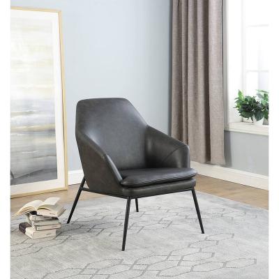 China Luxury Accent Chair Modern Leather Swivel Lounge Design Office Hotel Seat Sofa Dark Gray Armchair for sale