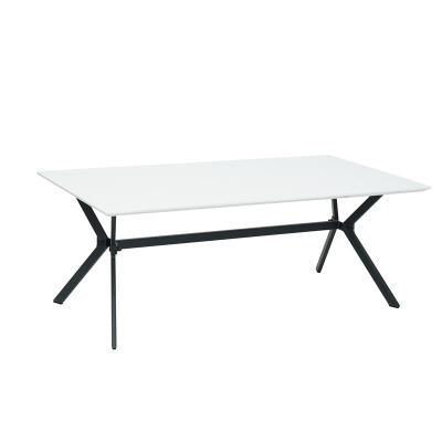 China Stable Nordic Simple Square MDF Table Style White Top Home Furniture Wooden Coffee Table With Metal Legs for sale