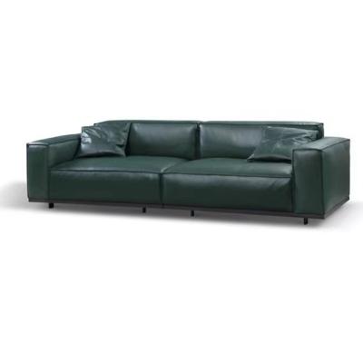 China Modern Design Home Furniture Soft Cheap Stretch Couch Large Green Leather Upholstered Two Seat Living Room Sofas for sale