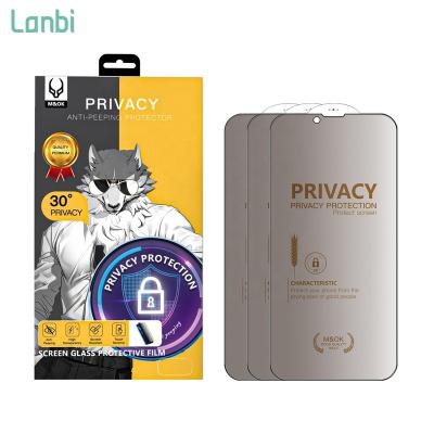 China Anti Peep Wolf King 30 Degree Privacy Cell Phone Tempered Glass Screen Glass Ceramic Protector For iPhone 14 13 12 11 pro Max for sale