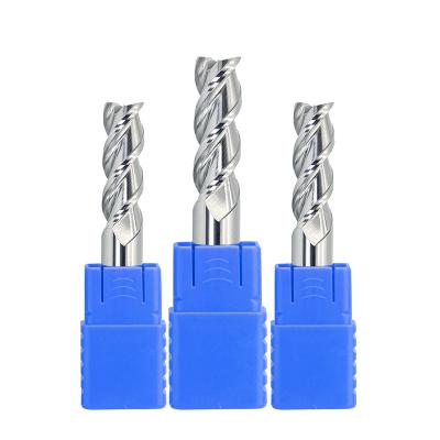 China Aluminum Carbide Flute Tungsten Milling Tool 3 45 Degree Spiral Angle Uncoated Polished Aluminum Cutting Tools for sale