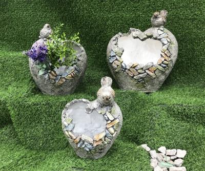 China Europe home and gardening sculpture high-end small bird on love style flower pot craft molds resin for sale