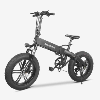 China Aluminum Alloy Mankeel Snow Wide Range Pedal E Bikes Powerful Fat Tire Mountain Folding Adult Electric Bike for sale