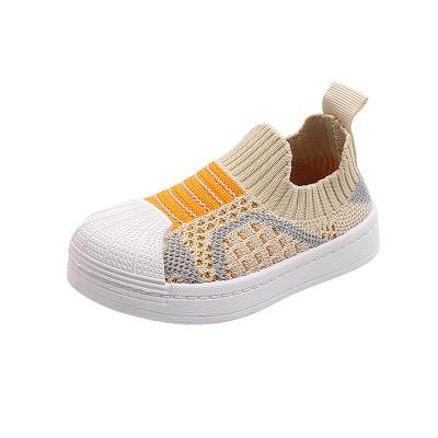 China Breathable Casual Sneakers For Boys Fashion Children's Net Shoes Baby Striped Knitted Sneakers for sale