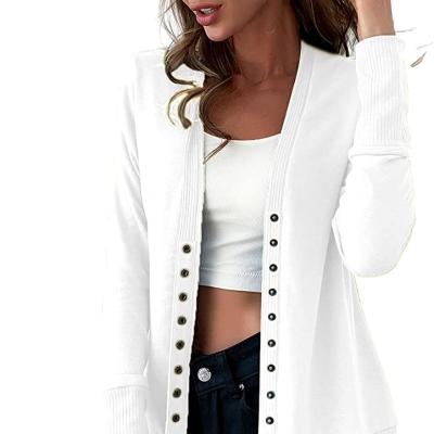 China Breathable High Quality Comfy Cardigans 2021 Casual Sleeve Knit Cardigan V-Neck Sweater Outwear And Long Cardigan For Ladies for sale