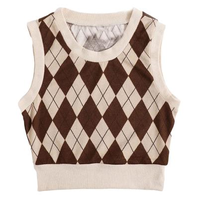 China Anti-wrinkle pattern ladies stylish cardigan knitted sunny girls v neck vest home ruffle faith sweater for sale