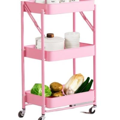 China Easy Manufacture Movable Kitchen Factory Floor Layer Vegetable Shelving for sale