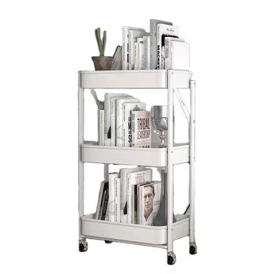 China Foldable Space Saving 3 Tier Mobile Bathroom Container Storage Cart for sale