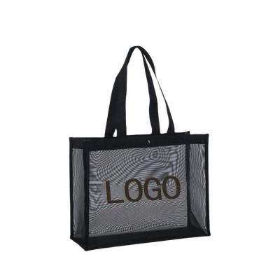 China Fashion Custom travel toiletry tote bag logo Clothing packaging storage bag Net gauze beach shoulder tote bag wholesale for sale