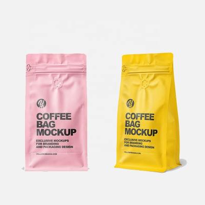 China Moisture Proof Customized printing flat-bottomed empty coffee bag, coffee bean packaging bag 150g 250g with valve zipper for sale