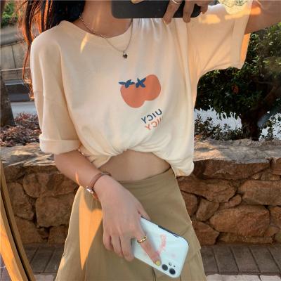 China Fruit-printed Summer Women's Clothing New Student Korean Loose Women's Short Sleeve T-shirt Short Blouse for sale