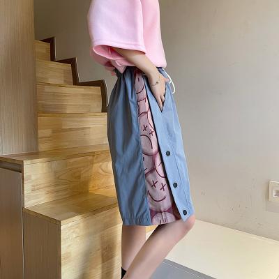 China Breathable Korean Women Loosely Joining Wide Leg Pants High Waist Printed Summer Shorts Sweatpants for sale