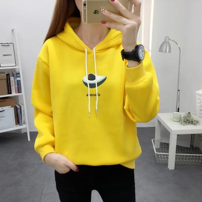 China Breathable Yellow Cartoon Printed Long Sleeve Top Women's Hoodie Spring / Fall Korean Loose Casual Coat for sale