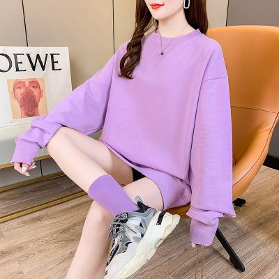 China Autumn Korean version of the winter loose women's casual sweater of the round breathable pure collar color hoodie for sale