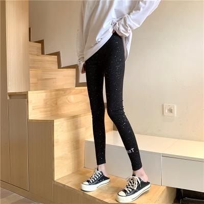 China Stretch women's casual pants fashions new autumn and winter letter-printed women's high waist small foot pants for sale