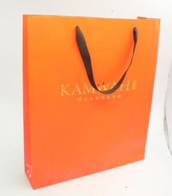 China Recyclable HOT orange paper bags / shopping bag paper brand with handles wholesale for sale