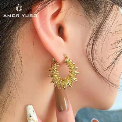 China FASHIONABLE AmorYubo Stainless Steel Anti Allergy Spring Ashion Gold Plated Earring for sale