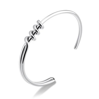 China Amoryubo New Style Environmental Friendly Silver Plated Stainless Steel Part Twisted Wire Knot Screw Cuff Bangle Bracelet Jewelry For Women for sale