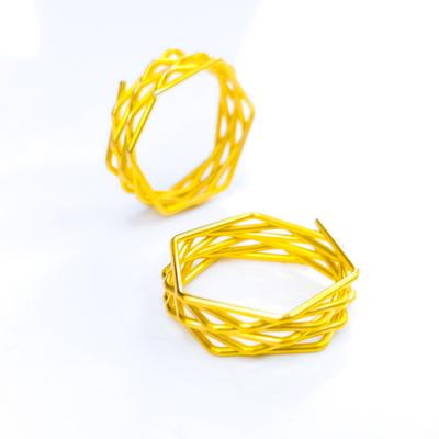 China Amoryubo New Style Fashionable Stainless Steel Gold Rings Set Women's Simple Band Joint Stacking Rings Relieve Geometry Fit Rings for sale