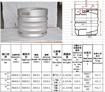 China Silbrige Farbeuropäisches Fass für Brauenausrüstung, Bier-Fass der natürlichen Größe zu verkaufen