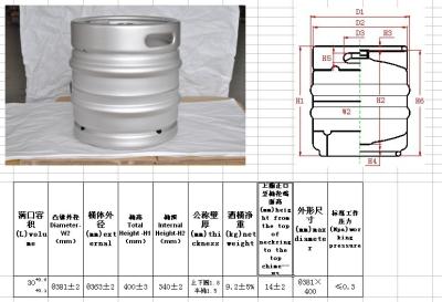 China Duits Standaard30l DIN-Vaatje met FDA en LFGB, Leeg Biervaatje Te koop