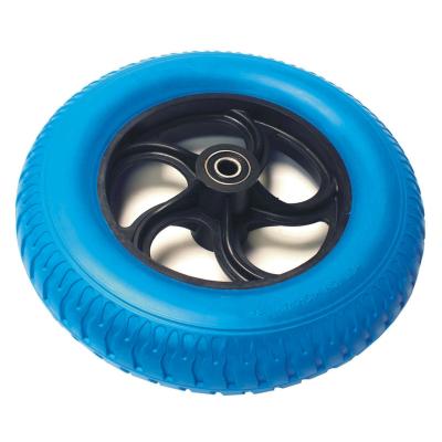 China Blue Hotels 35.6cm Puncture Proof Wheel Size 3.25-8 20mm Axle Boron Resistant Wheelbarrow for sale